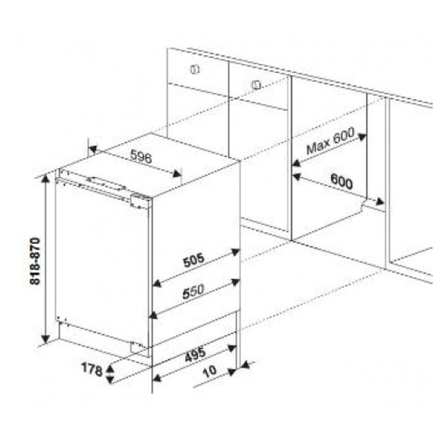 Podpultni hladnjak Amica UM130.3i (E) 82-87cm