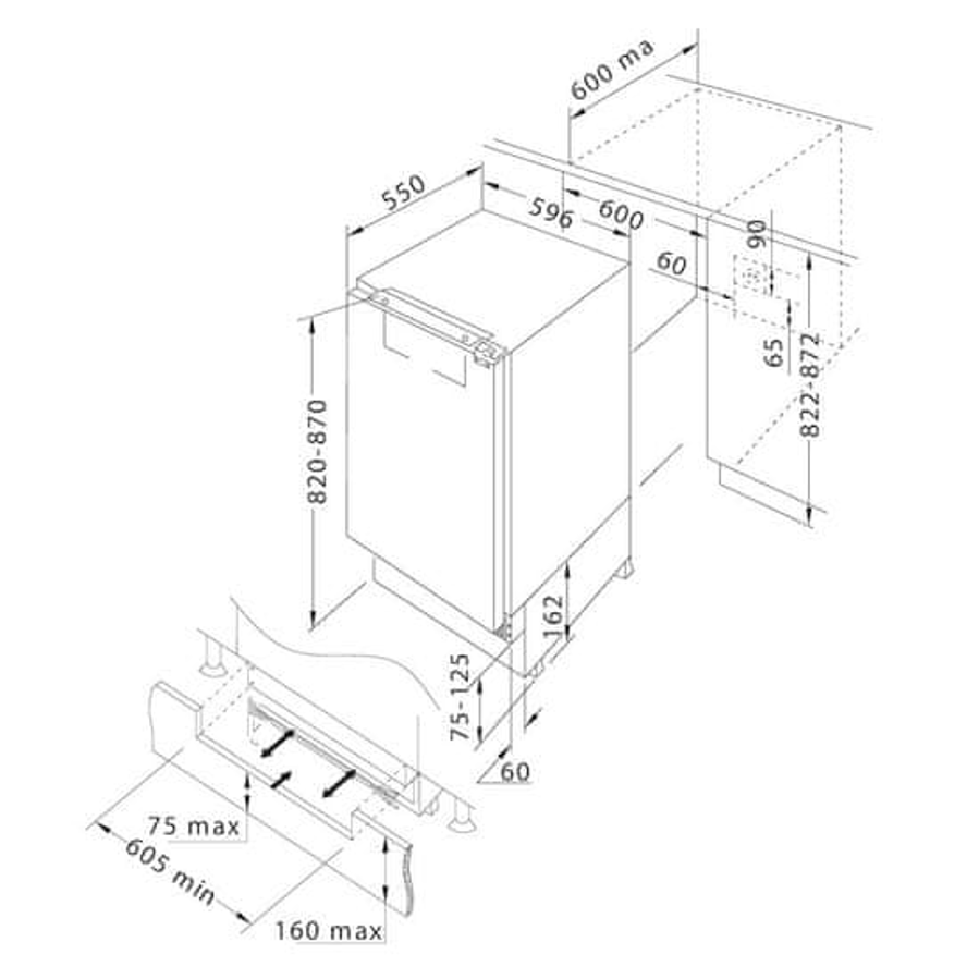 Podpultni hladnjak Candy CM4SE68W 82-87cm