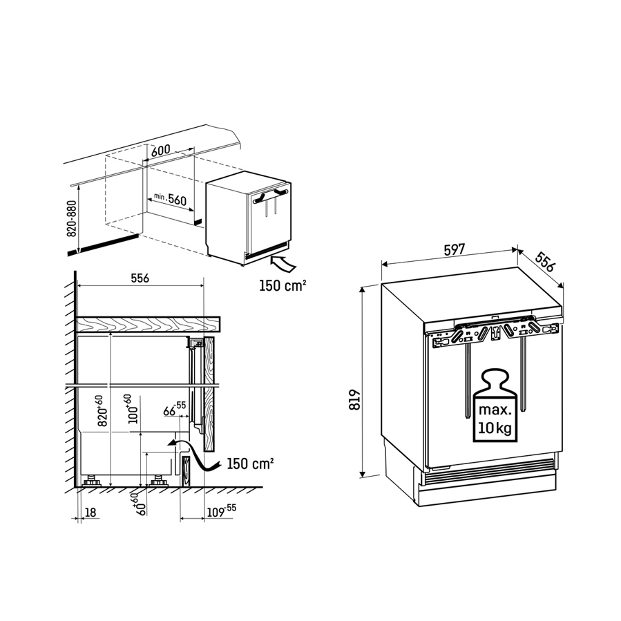 Podpultni hladnjak Liebherr URd3601 PureLine - 82-87cm
