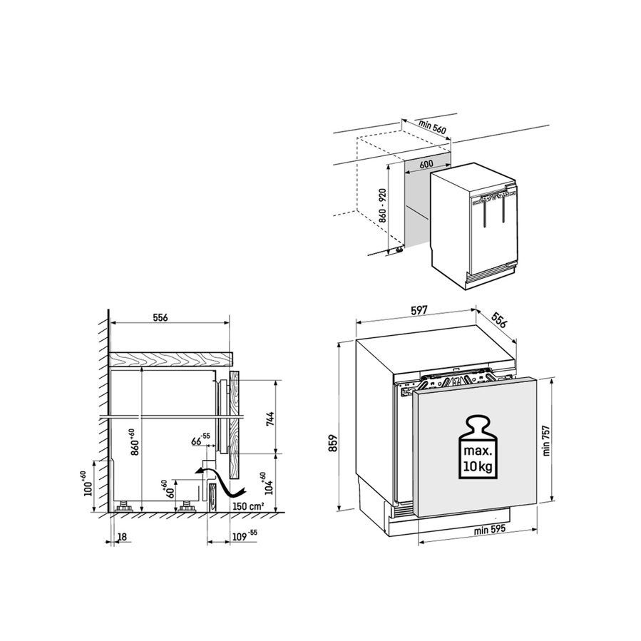 Podpultni hladnjak Liebherr URPc375i Prime SoftClosing WiFi 86-92cm