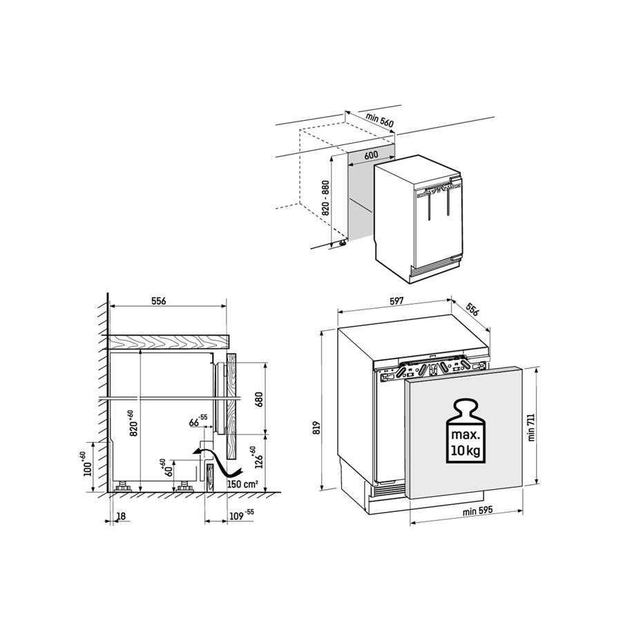 Podpultni hladnjak Liebherr URPd365i Prime SoftClosing WiFi 82-88cm