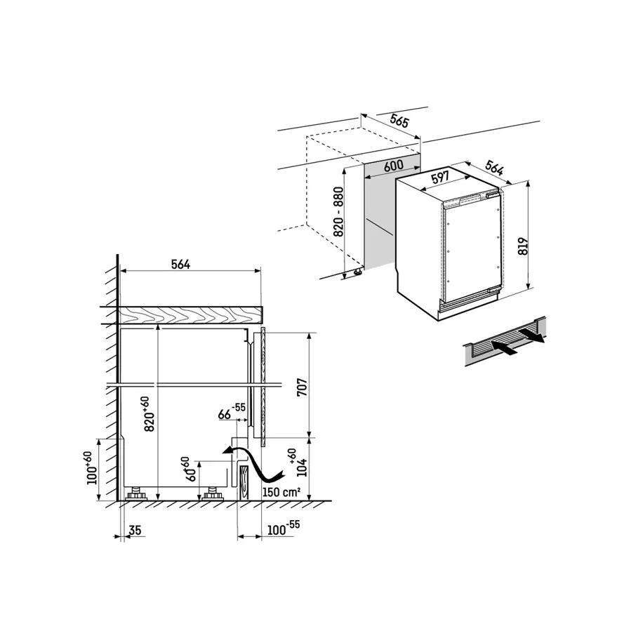 Podpultni hladnjak vanjski Liebherr UORpr365i Prime WiFi 82-88cm