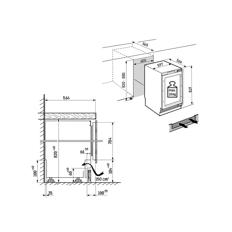 Podpultni hladnjak vanjski Liebherr UORpr366i Prime WiFi 82-88cm