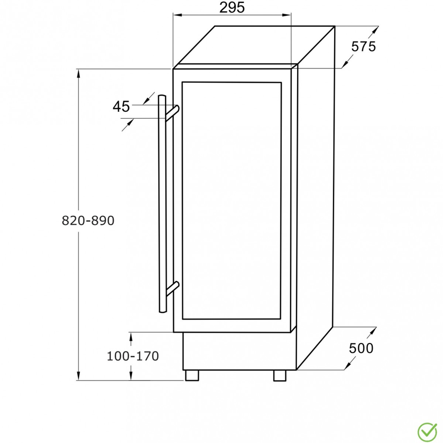 Podpultni hladnjak za vino Amica WCF1K30B20.1 - 82-89cm
