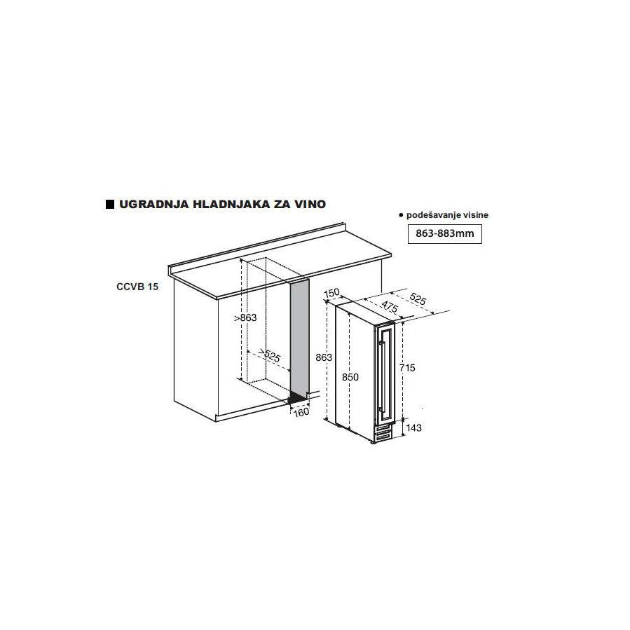 Podpultni hladnjak za vino Candy CCVB15/1