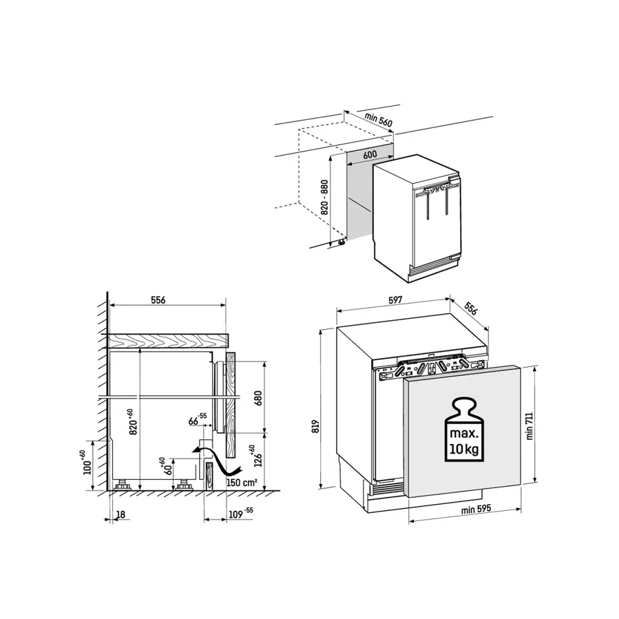Podpultni zamrzivač Liebherr SUFNPc365i Prime WiFi 82-88cm