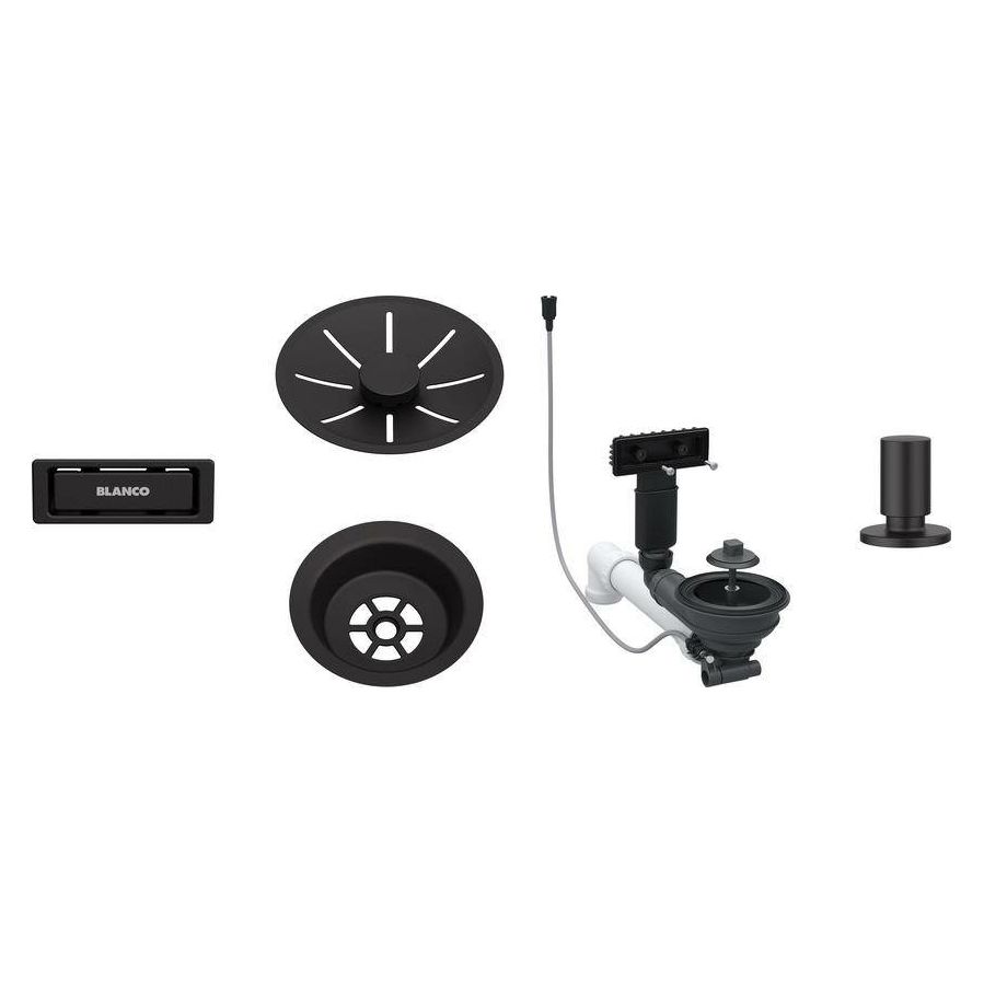 Pribor Blanco InFino mat crni set za jedno korito s dalj. 207426