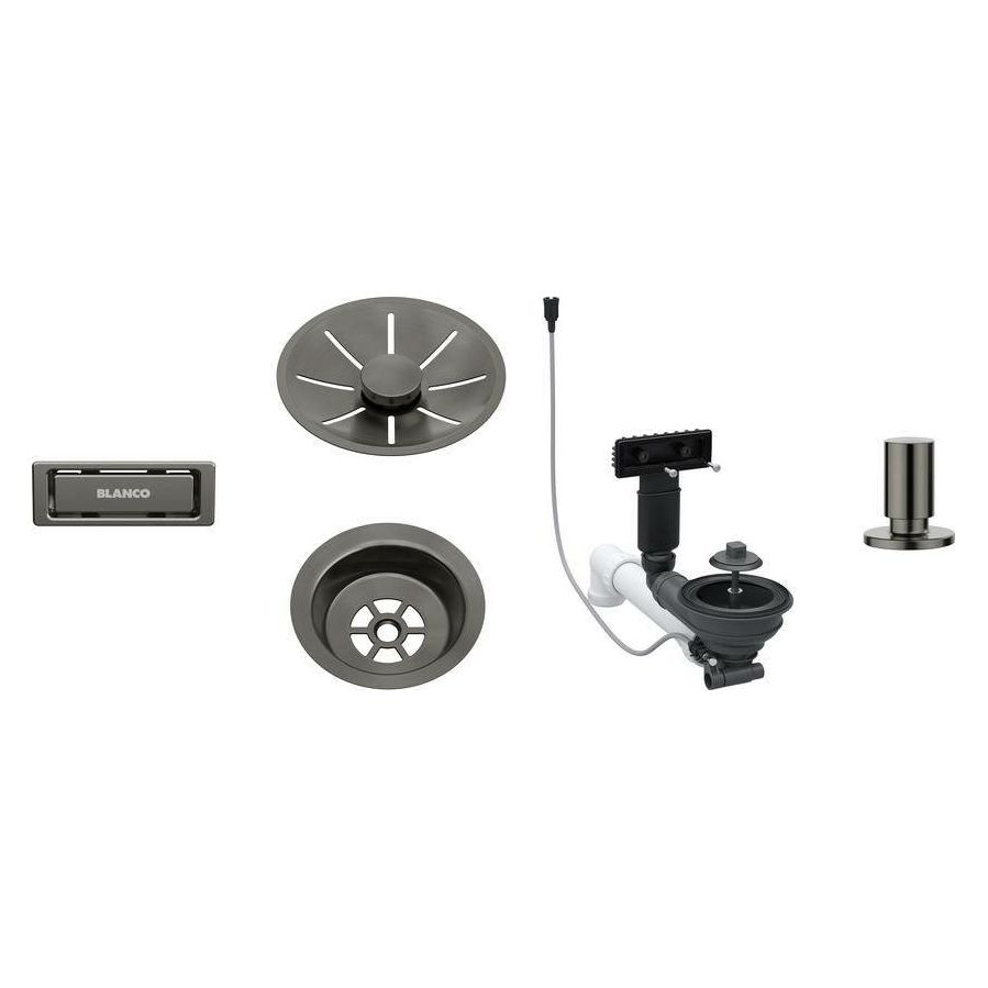 Pribor Blanco InFino satin dark steel set za jedno korito s dalj. 207429