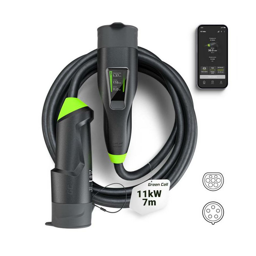 Punjač za EV Green Cell EVGC01 11kW, 16A Tip2 7m