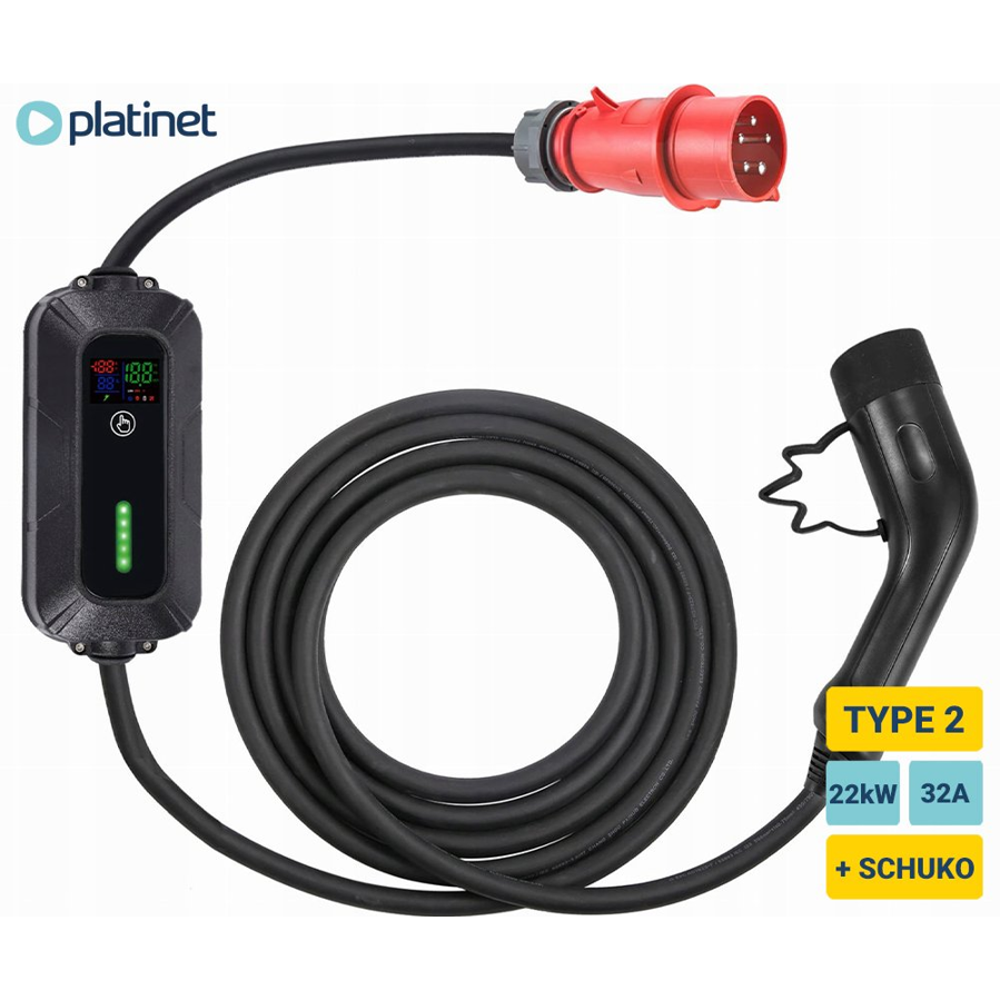 Punjač za EV Platinet PPC7M22 22kW, 32A, Tip2, 7m