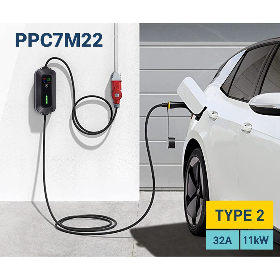 Punjač za EV Platinet PPC7M22 22kW, 32A, Tip2, 7m
