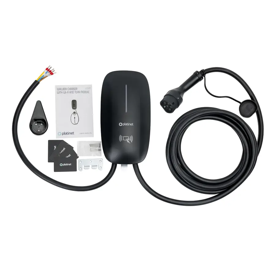 Punjač za EV Platinet PWB11S 11kW, 16A, Tip2, 7m, WiFi, BT, 4xRFIDcard
