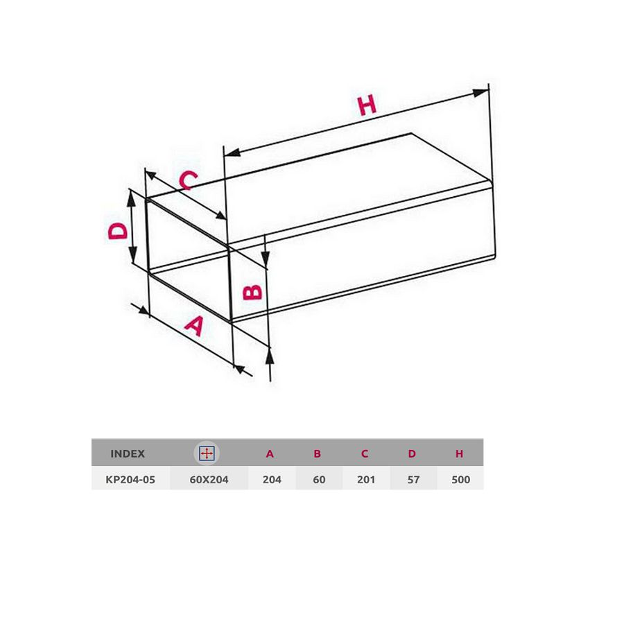 Ravni kanal Awenta KP204-05 60x204/500mm