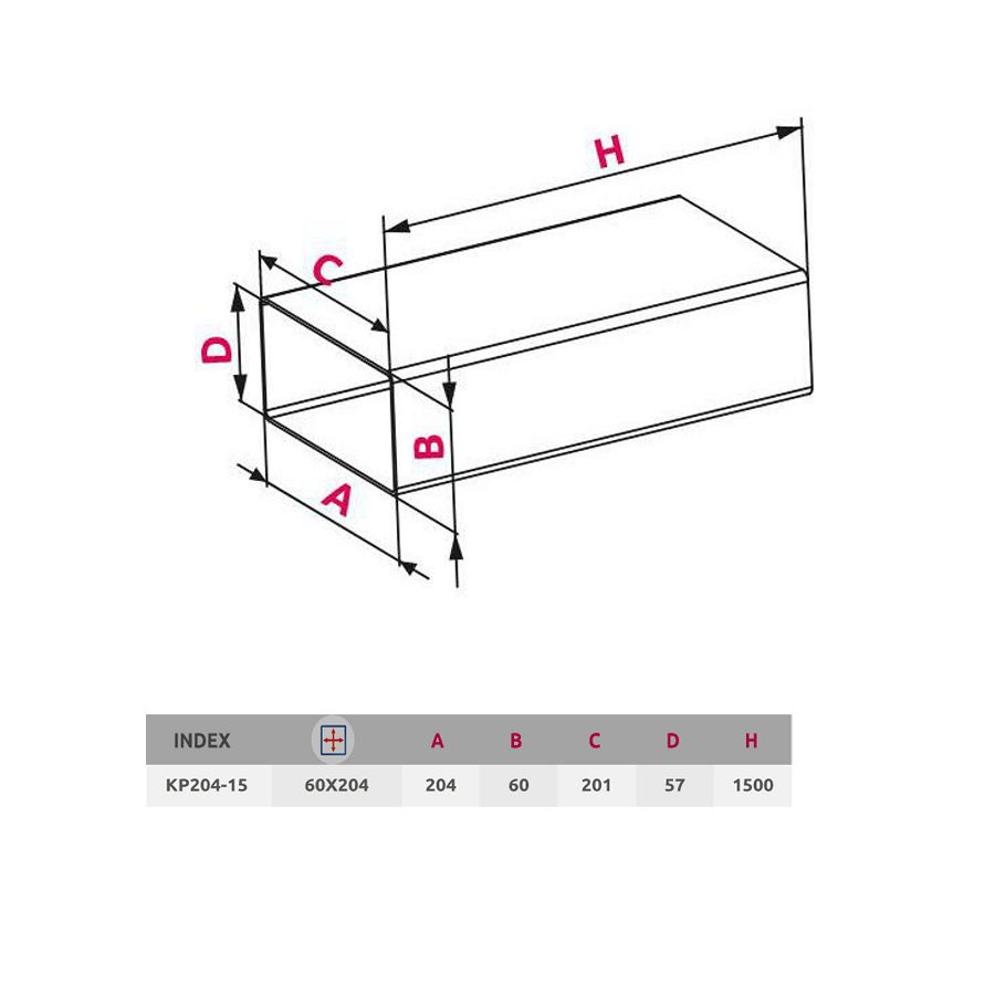 Ravni kanal Awenta KP204-15 60x204/1500mm