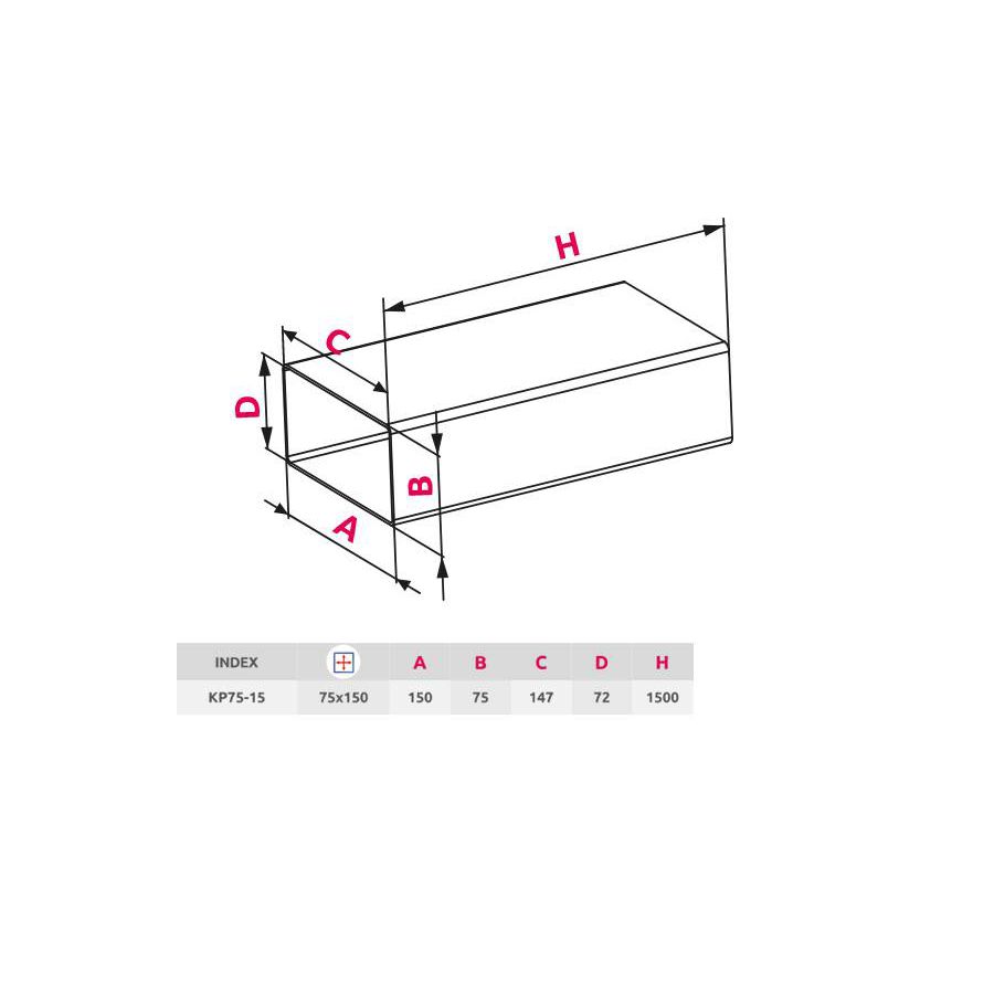 Ravni kanal Awenta KP75-15 75x150/1500mm
