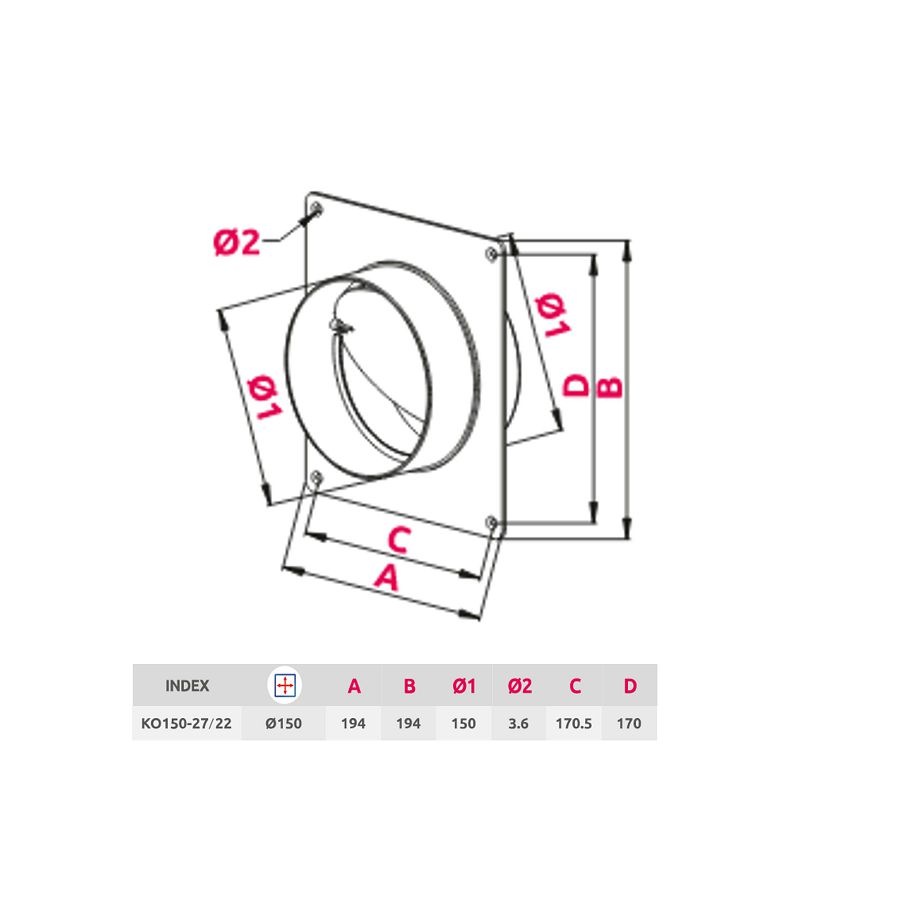 Rozeta Awenta KO150-27/22 s klapnom
