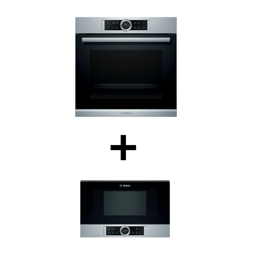 Set Bosch pećnica HBG675BS1 + ugradbena mikrovalna BFL634GS1