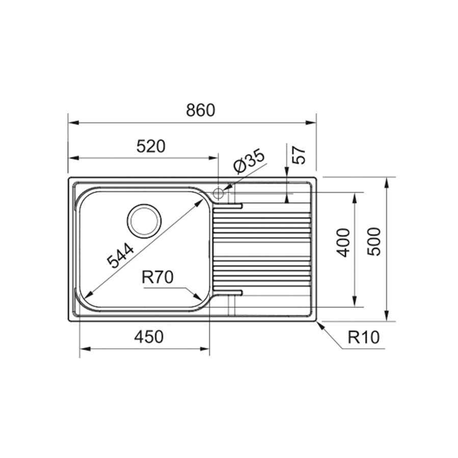 Set Franke SRX611-86LB des.ocj. 101.0356.849 + Lina L-D VT 115.0712.420 + pasta