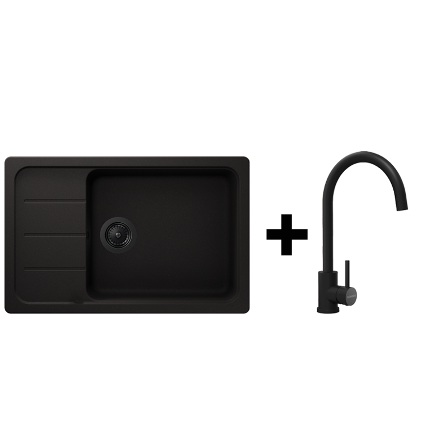 Set Schock Formhaus D-100LS nero + slavina Prima crna + gratis posuda i crni pri
