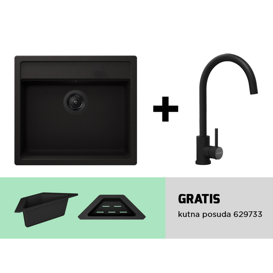 Set Schock Nemo N-100 nero + slavina Prima crna + gratis posuda i crni pribor