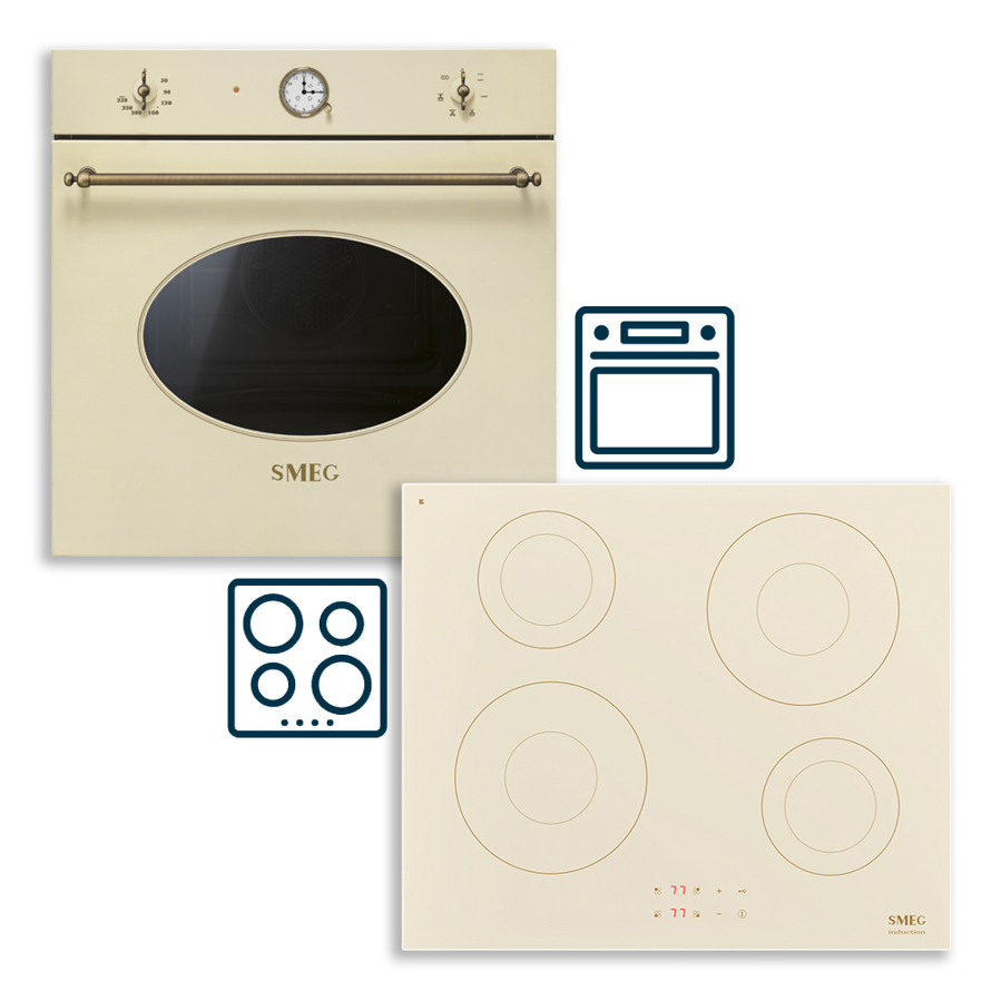 Set Smeg 9 pećnica SF68C1PO + ploča SI2641DP Coloniale Retro