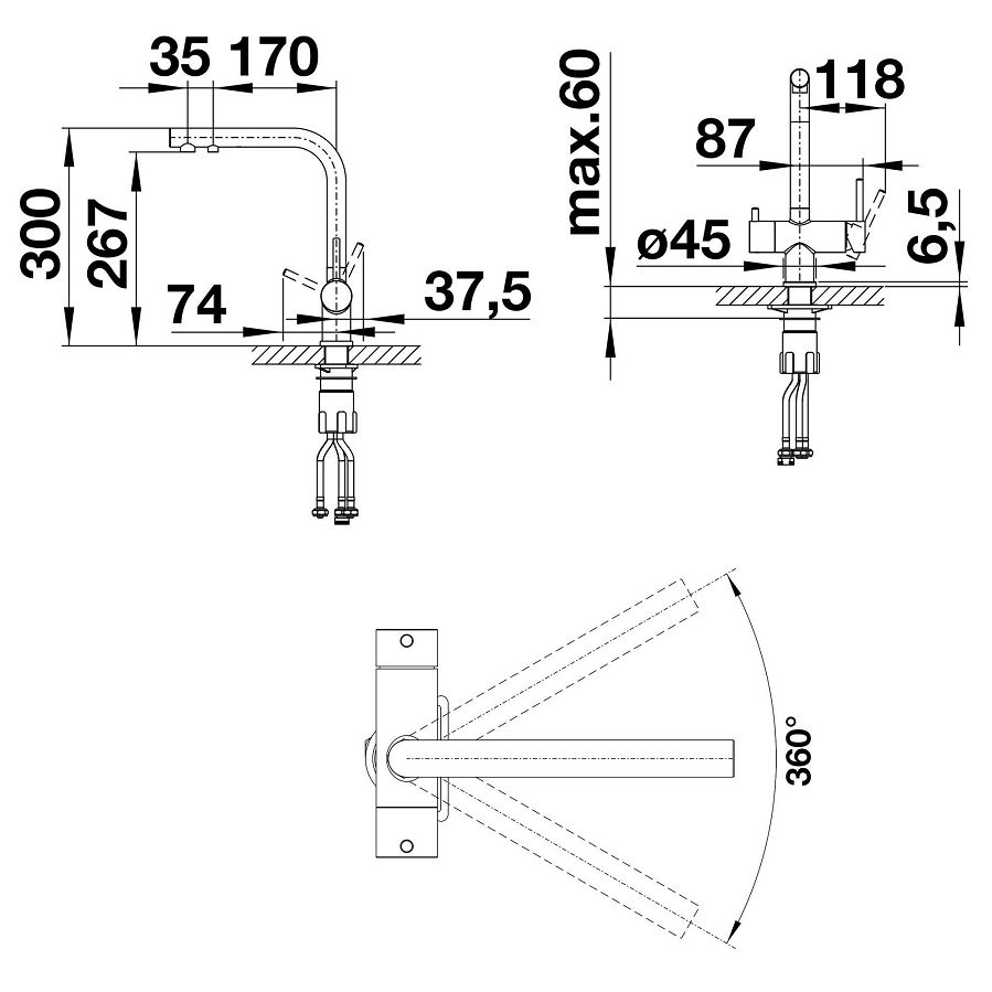 Slavina Blanco Fontas II VT satin platinum 527714