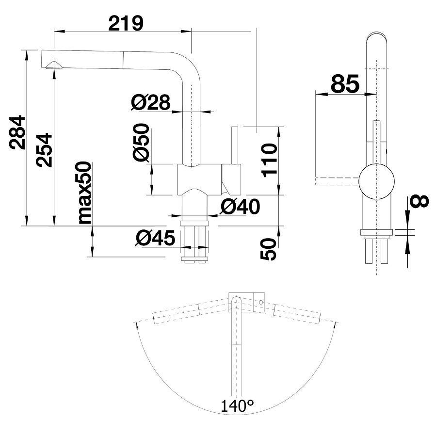 Slavina Blanco Linus-S VT satin dark steel 527733