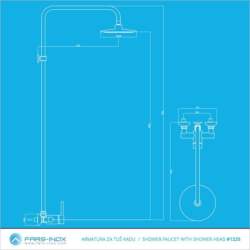 Slavina Fars-Inox 1225 za tuš kadu