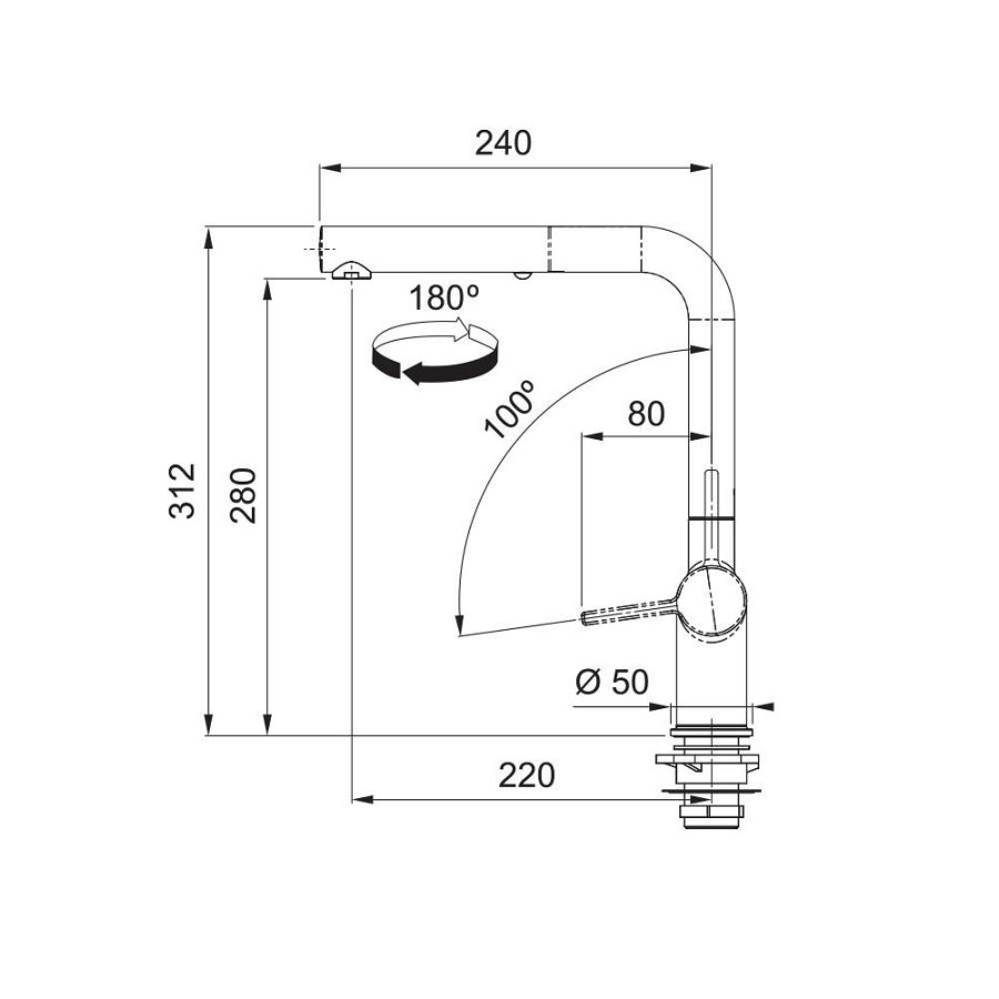 Slavina Franke Active L-D VT mat crna 115.0653.382
