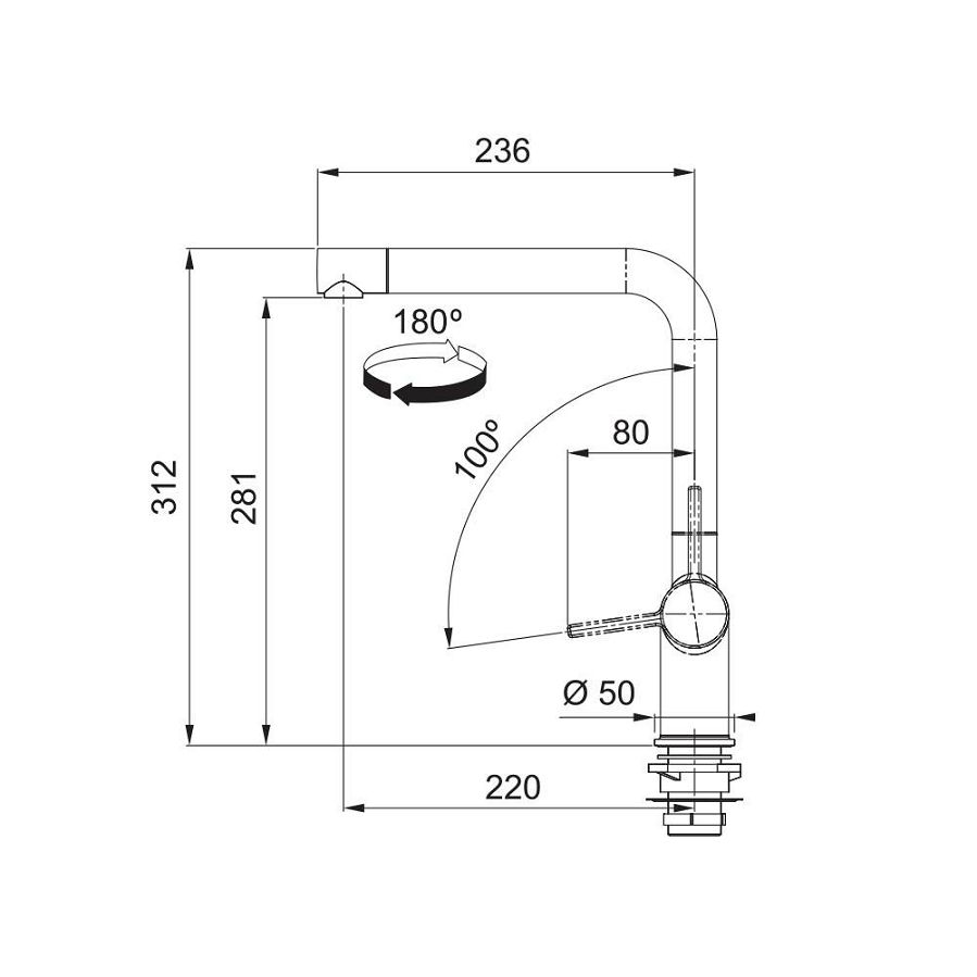 Slavina Franke Active L VT krom 115.0653.298