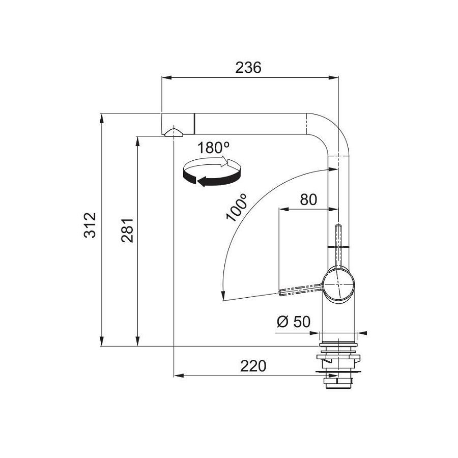 Slavina Franke Active Plus L VT Krom/Crna 115.0653.373