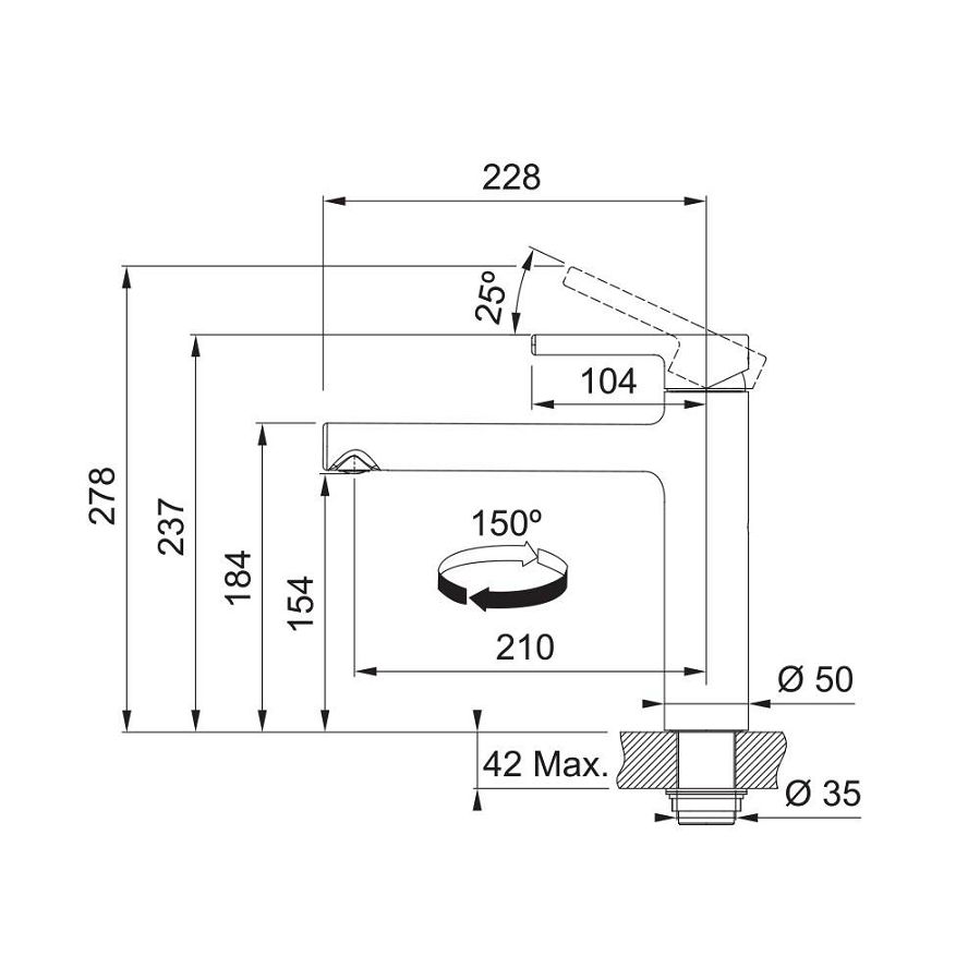 Slavina Franke Centro VT krom 115.0600.095