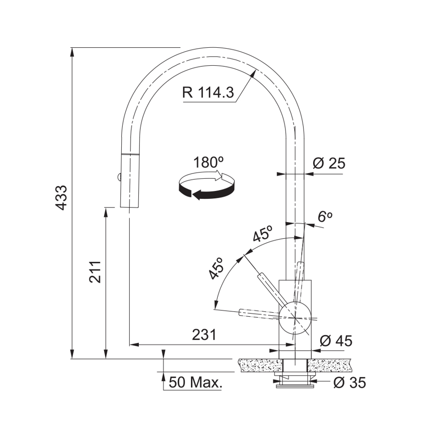 Slavina Franke Eos Neo-D VT antracit 115.0628.256