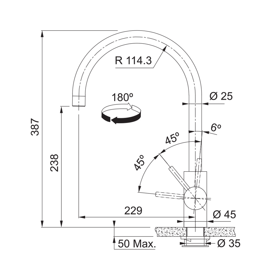 Slavina Franke Eos Neo VT zlatna 115.0681.243