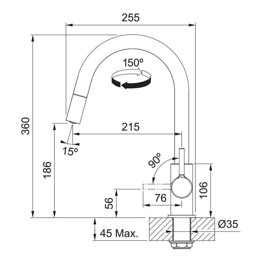 Slavina Franke Lina J-D VT krom 115.0693.229