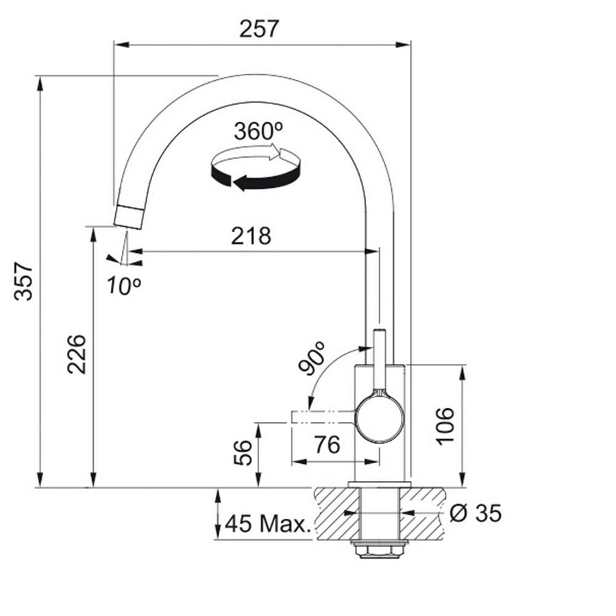 Slavina Franke Lina XL J VT krom 115.0693.228