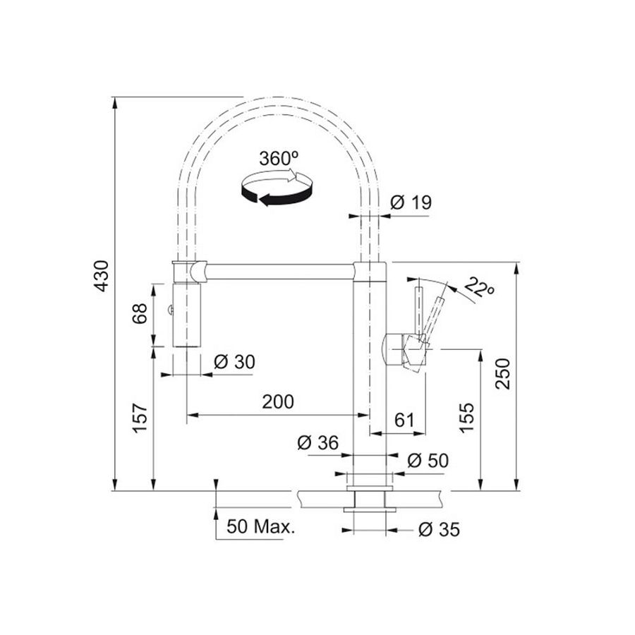 Slavina Franke Pescara-D L VT inox 115.0472.960