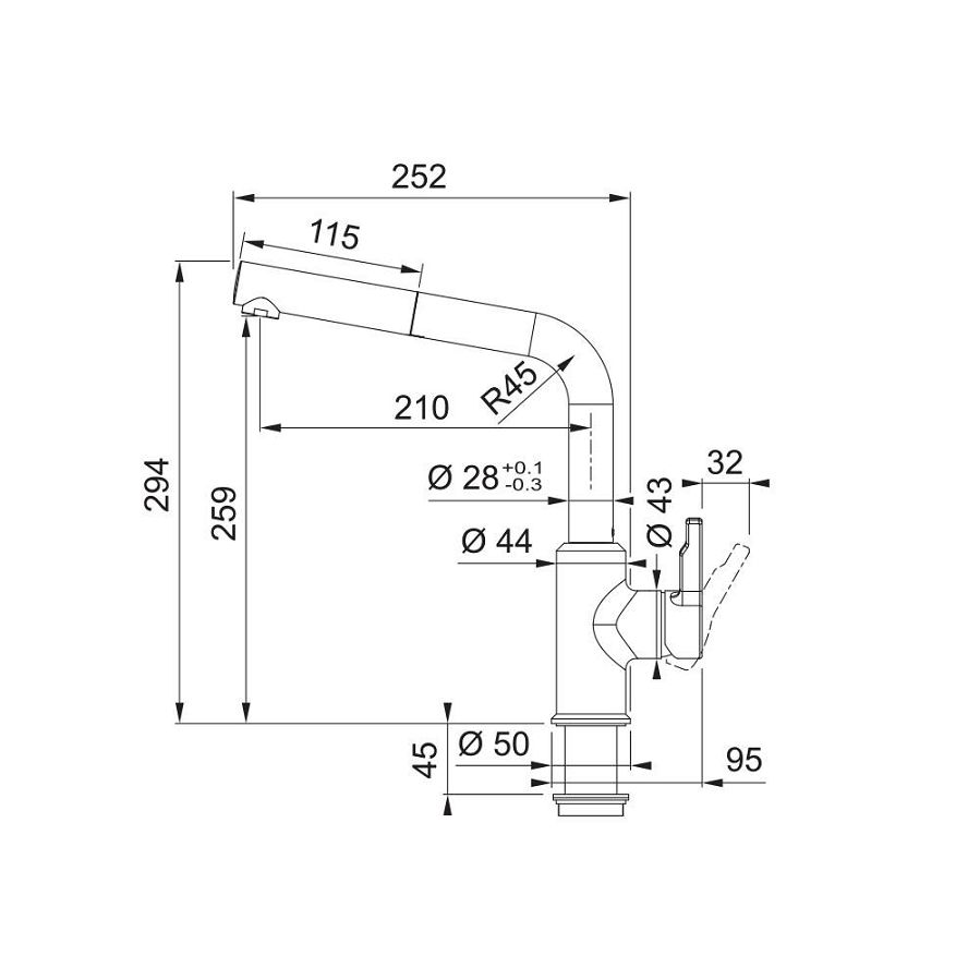 Slavina Franke Urban-D VT mat crna 115.0627.523