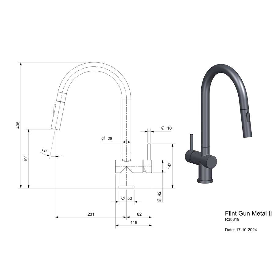 Slavina Reginox Flint II VT GunMetal tuš