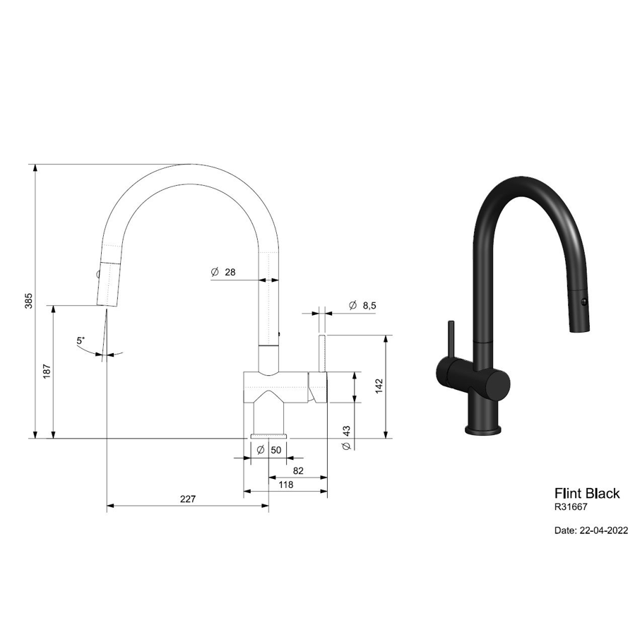 Slavina Reginox Flint VT tuš Total Black