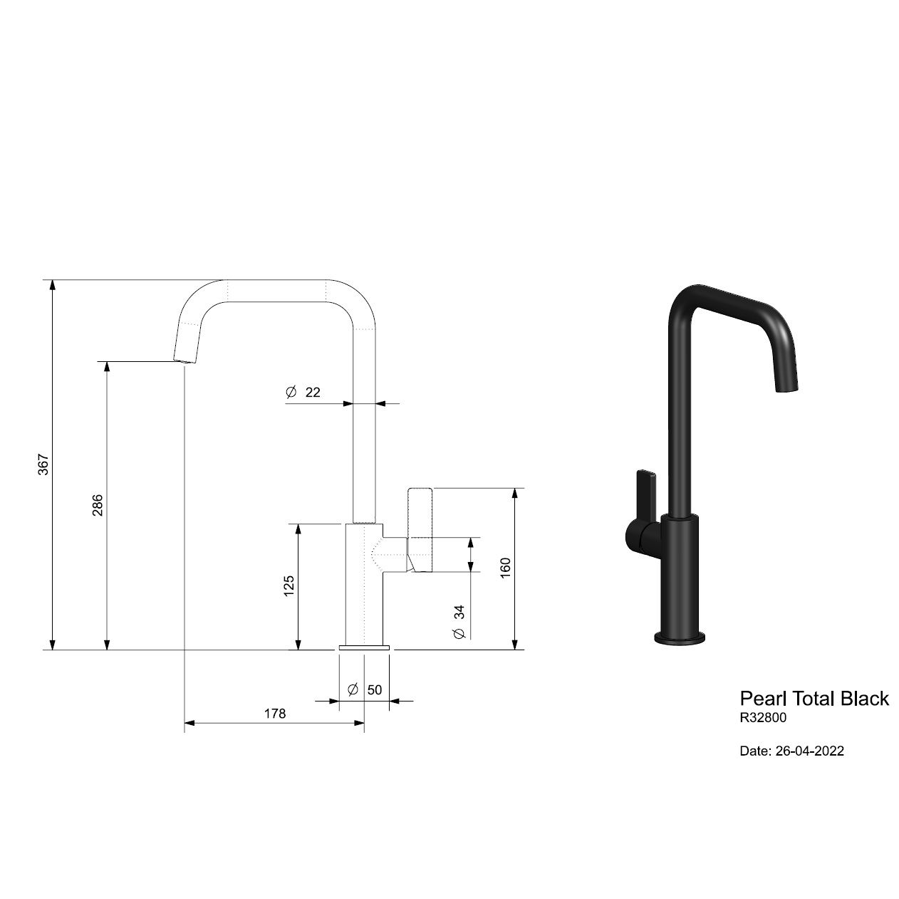 Slavina Reginox Pearl VT Total Black