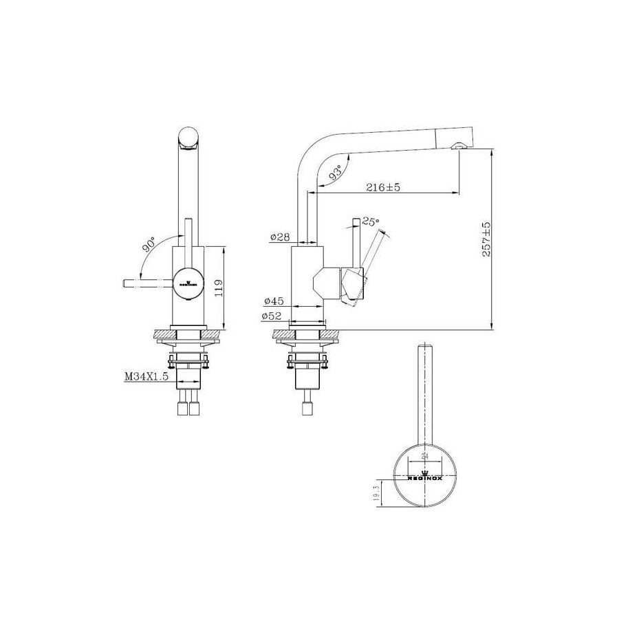 Slavina Reginox Somo četkani čelik VT