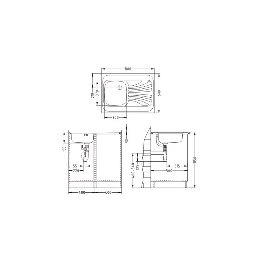 Sudoper Alveus CLASSIC 30 L NAT grt lijevi nasadni 1037306