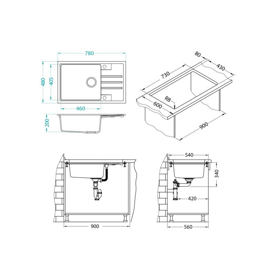 Sudoper Alveus INTERMEZZO 130 I/U