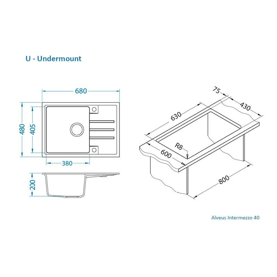 Sudoper Alveus INTERMEZZO 40 I/U