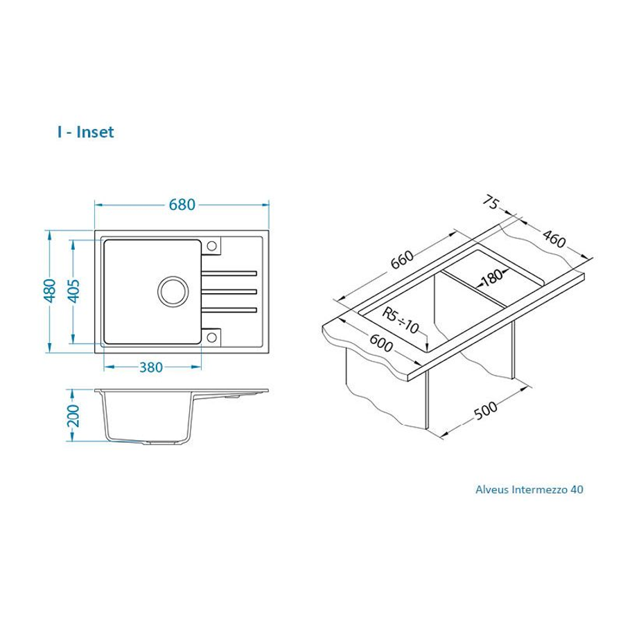 Sudoper Alveus INTERMEZZO 40 I/U