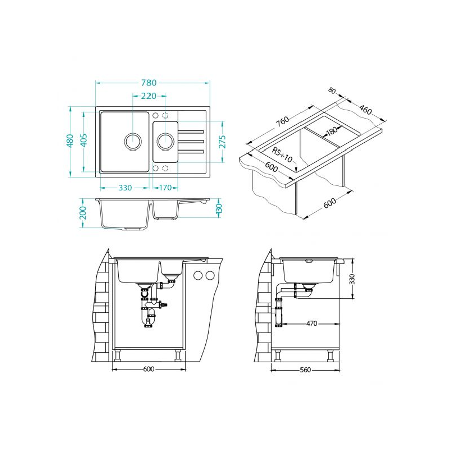 Sudoper Alveus INTERMEZZO 70 I/U