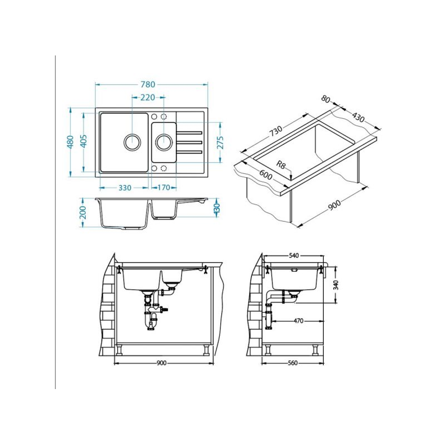 Sudoper Alveus INTERMEZZO 70 I/U