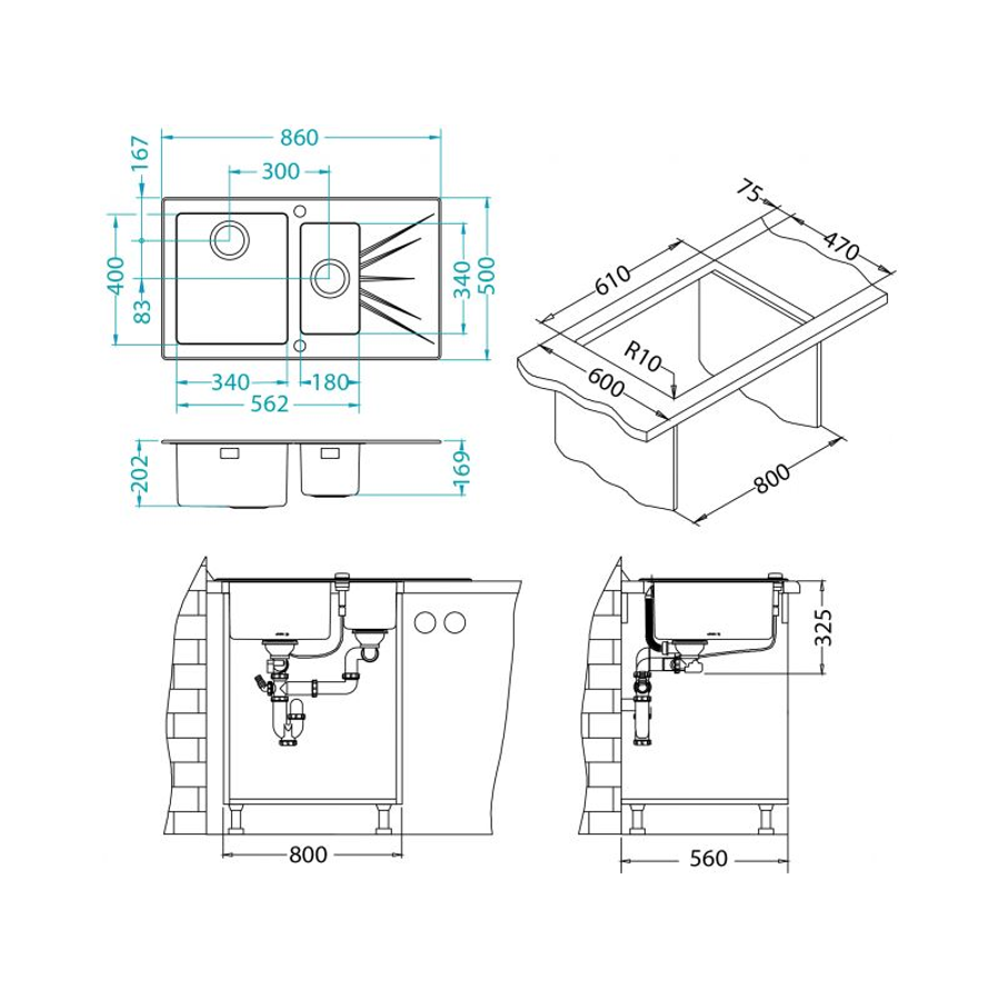 Sudoper Alveus KARAT 20 I grt lijevi black+sat 1102772