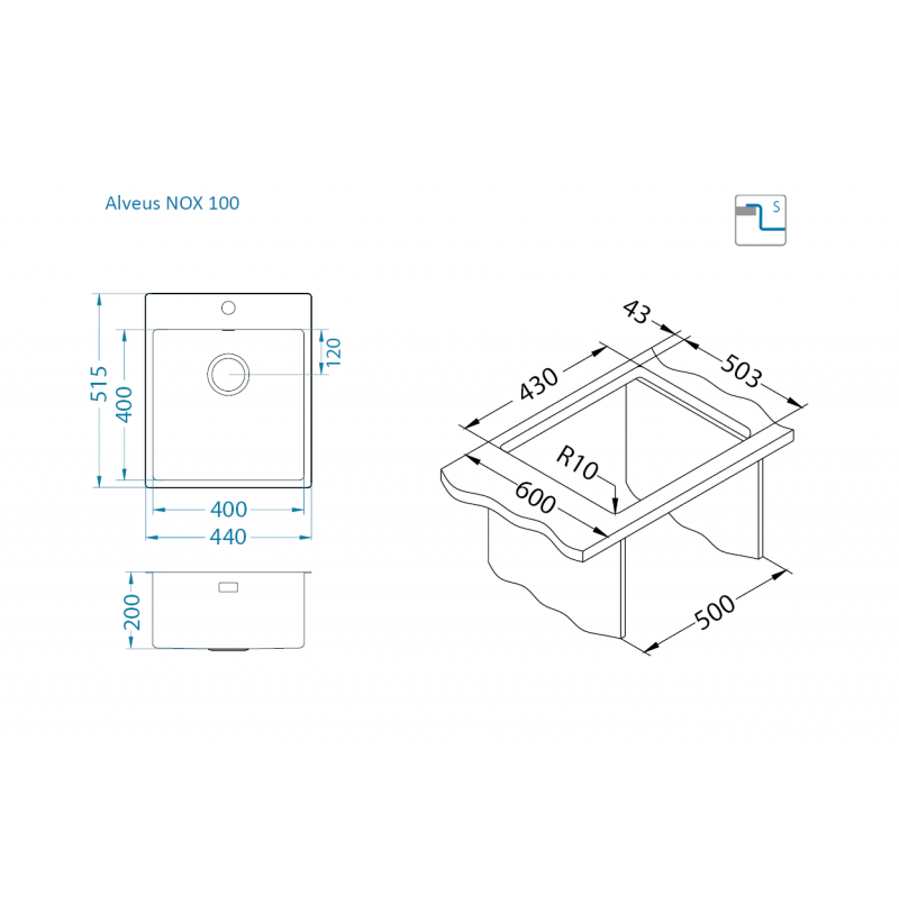 Sudoper Alveus NOX 100 SAT F/S 1149935